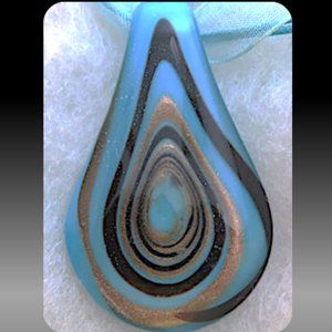 NIB Artisan Crafted Glass Art Pendant Necklace